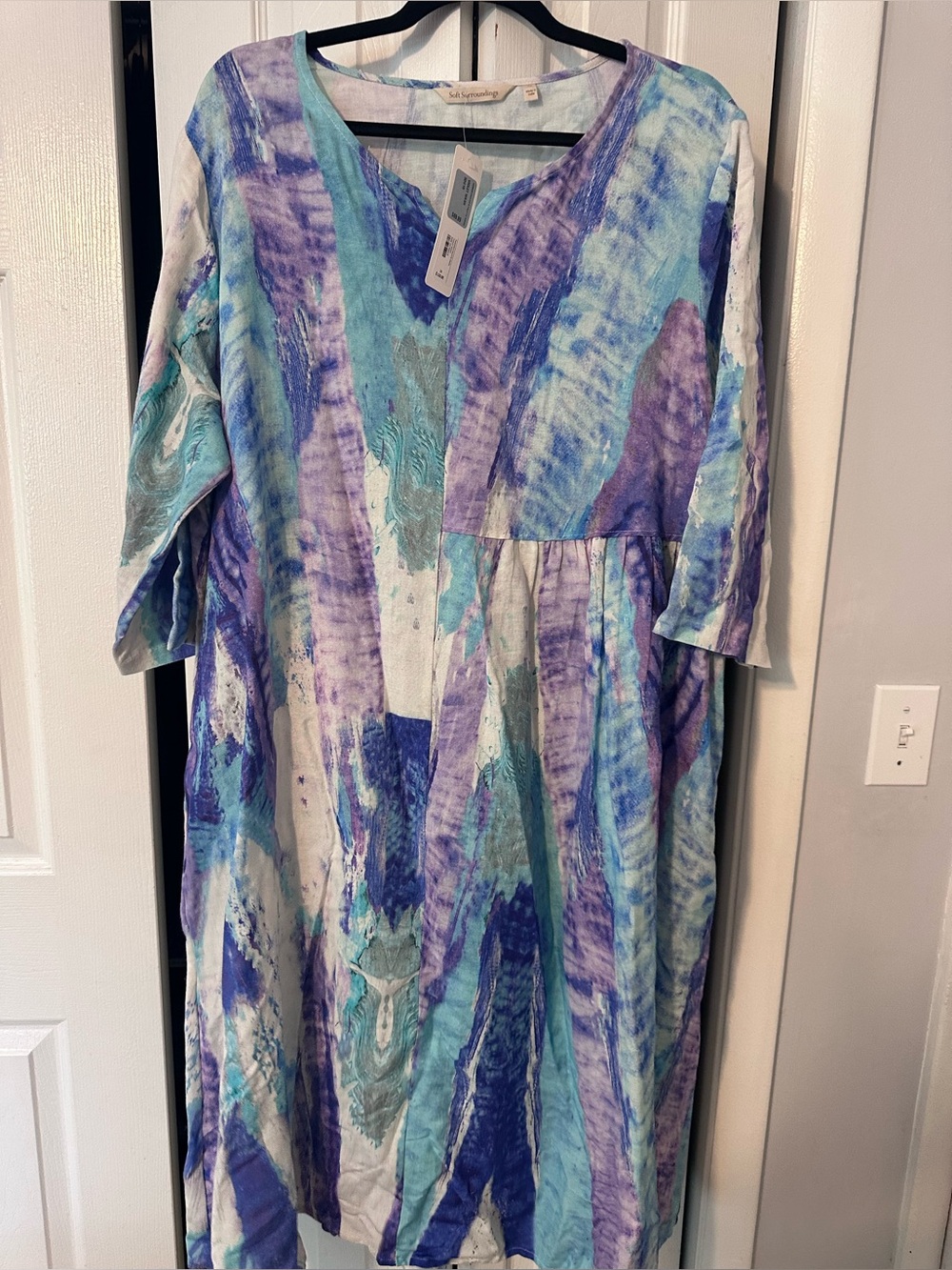 Soft Surroundings Women’s' Blue, Purple & Teal Tie-Dye Dress